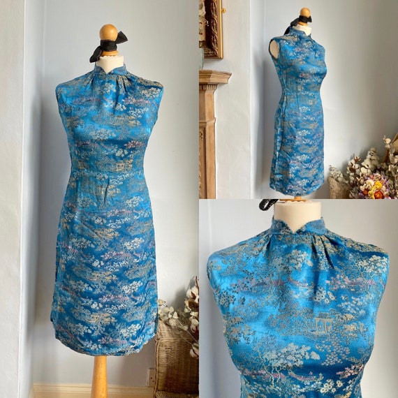 Vintage Cheongsam / Qipao Chinese Turquoise Blue D