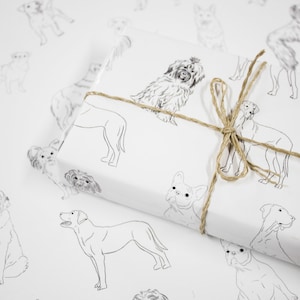 Gift wrapping paper &quot;Different dog breeds&quot; | Gift wrapping paper A4, A3, 50*70 cm | Modern design | hand-drawn motifs | Stationery Dog