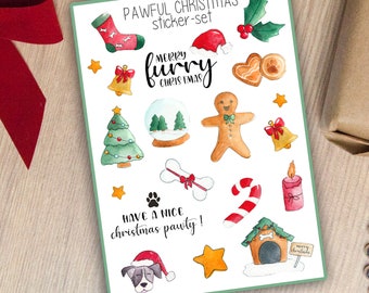Sticker set "Pawful Christmas" | Watercolor Sticker | Journal Stickers | Gift stickers