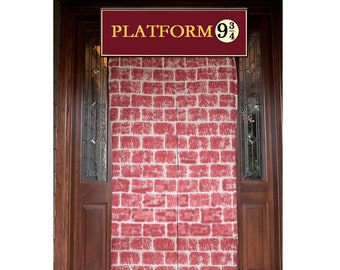 Magic train station express train Platform 934 sign with brick wall // platform934 printable sign  platform 934 wizard train Licensed Fabric