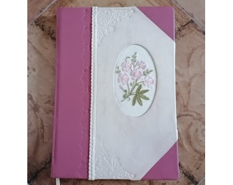Handmade Leather Journal with Tea Stained Pages, Embossed Cover & Bookmark