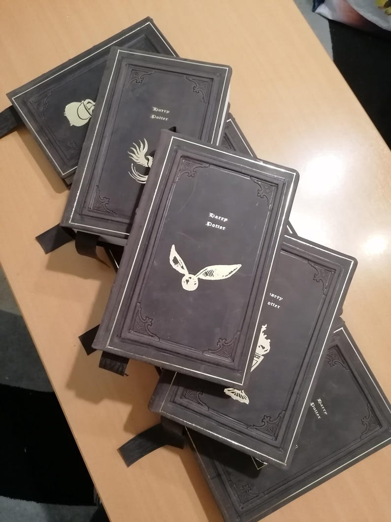 Leather Bound Wizard Magic Book Set, Gold Foil Embossed, master soul binding harry to buy handmade craft smell genuine leather potter art image 2