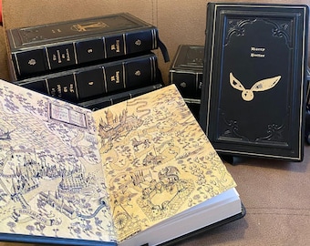 Leather Bound Wizard Magic Book Set, smell leather Black Lambskin, Gold Foil Magic Library harry to buy hand craft handmade potter art