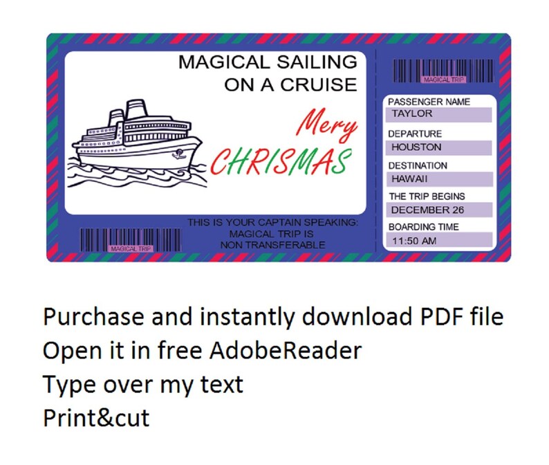 Printable Disney Cruise Tickets Cruise Ticket Surprise Trip - Etsy