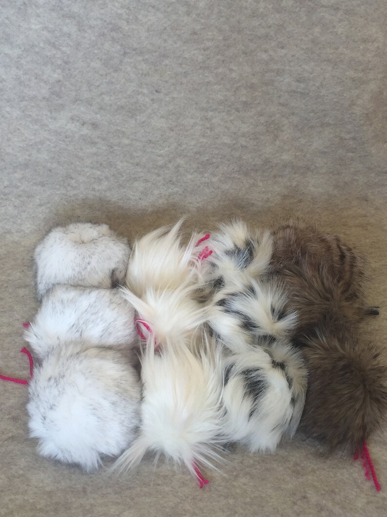 White Pompom with black roots Faux Fur Pompom short fur Pompom Smol Boi BOH Poms Thicc Boi fun poms, Just Boi DITTYBOPPER