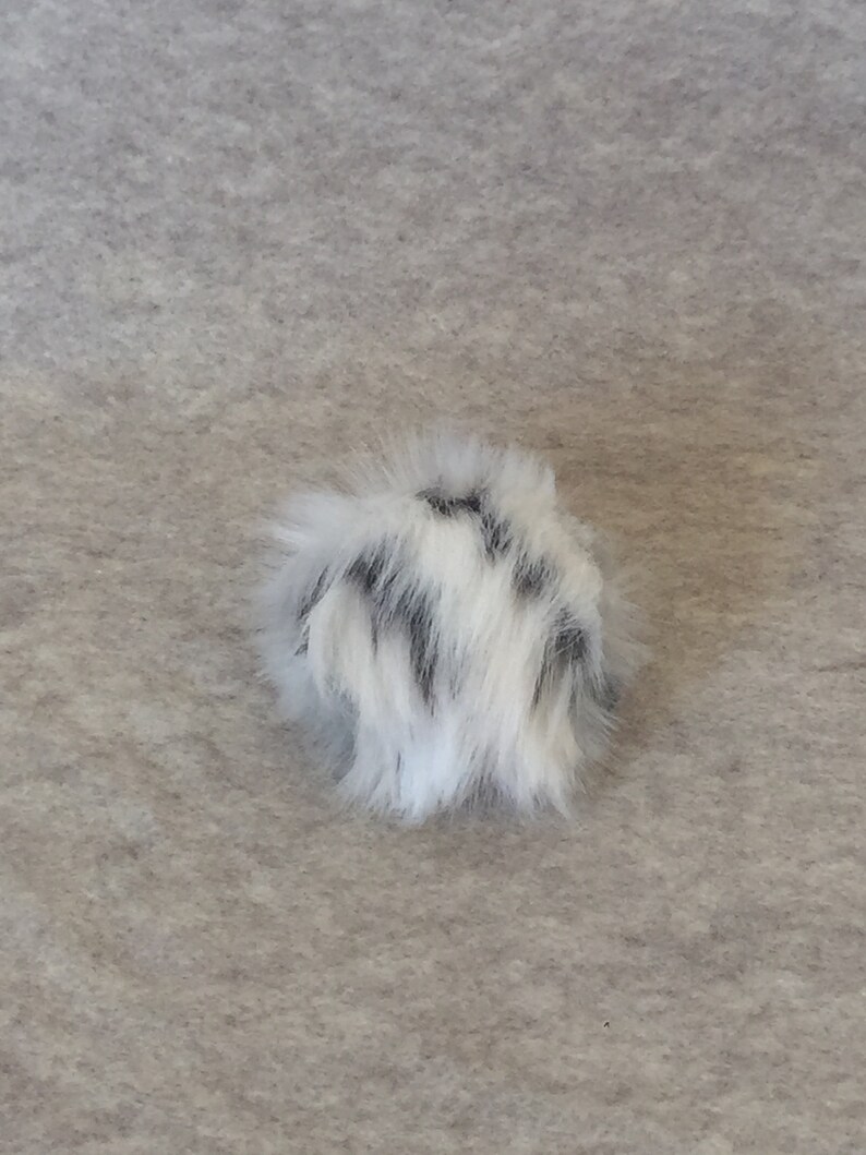 White Pompom with black roots Faux Fur Pompom short fur Pompom Smol Boi BOH Poms Thicc Boi fun poms, Just Boi DITTYBOPPER
