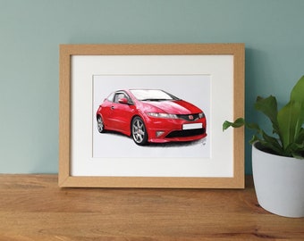 Car / Vehicle coloured pencil drawing - A4/A3