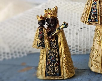 Miniature 4cm black madonna figurine statue