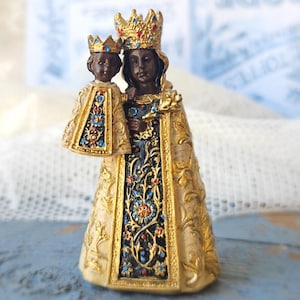 Miniature 6 cm black madonna figurine statue