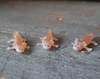 Ajolotes en miniatura para manualidades en miniatura, casa de muñecas, micro, diorama, rincón de lectura - 3 piezas