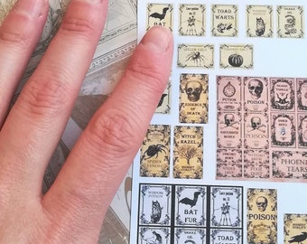 Witch Potion Labels: Miniature Dollhouse Paper Labels (35)