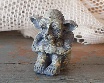 Miniature Troll Stone Gremlin Goblin Gargoyle - Fantasy Garden Statue Halloween Mythical Magic Fantasy Miniature Dollhouse