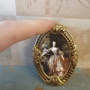 Miniature Frame with portriat of rococo lady - Dollhouse Frame Picture Frame Classical Baroque Victorian Rococo Ornate Gothic