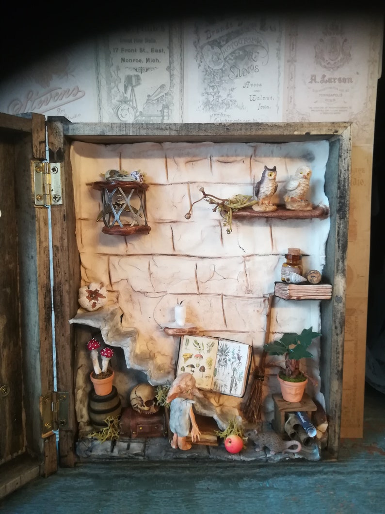 Wizard Style Shadow Box Book Nook Miniature Witch Book Diorama Etsy