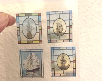 Dollhouse stained glass effect window nr 2 - SHIPS