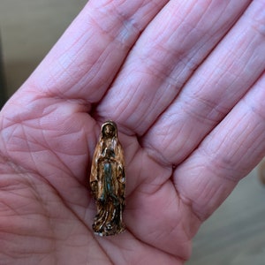 Miniature madonna 3 cm statue painted