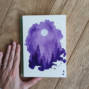 Original painting, splatter painting, watercolor splatter, purple galaxy, watercolor nightsky, nightsky painting, galaxy, purple art