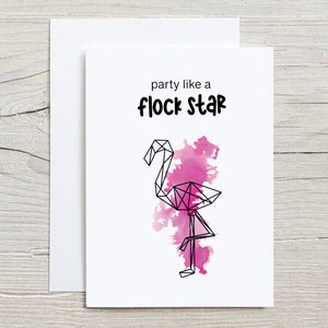 Carte d’anniversaire (pliée) avec enveloppe, carte de jeu de mots animal, carte d’anniversaire drôle, carte d’anniversaire de jeu de mots, carte d’anniversaire de flamant rose, amateur de flamant rose