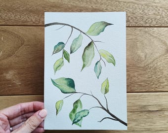 Leaves watercolor painting, original watercolor art, aquarel, botanical art, watercolor greenery, botanical illustration, leaves art