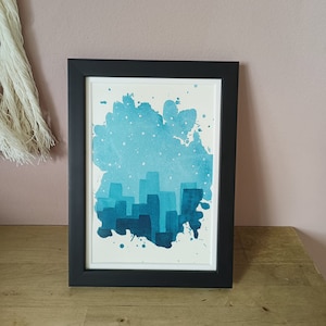 Original painting, splatter painting, watercolor splatter, blue galaxy, watercolor nightsky, nightsky painting, galaxy painting, blue art