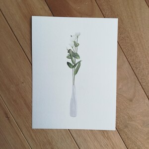 Lisianthus watercolor painting, original watercolor art, original aquarel, botanical art, white flower, botanical illustration