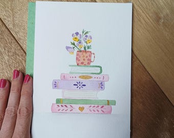 Boeken aquarel schilderen, originele aquarelkunst, aquarelboeken, boekkunst, aquarelillustratie, gezellig schilderen, viooltje schilderen