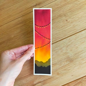 Watercolor bookmark, original watercolor painting, sunset bookmark, pretty bookmark, handpainted, galaxy painting, sunset painting