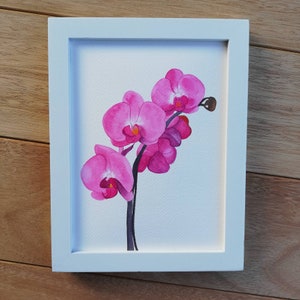 Pink orchid painting, original watercolor art, original aquarel, orchid artwork, flower picture, orchid illustrations, aquarel flowers