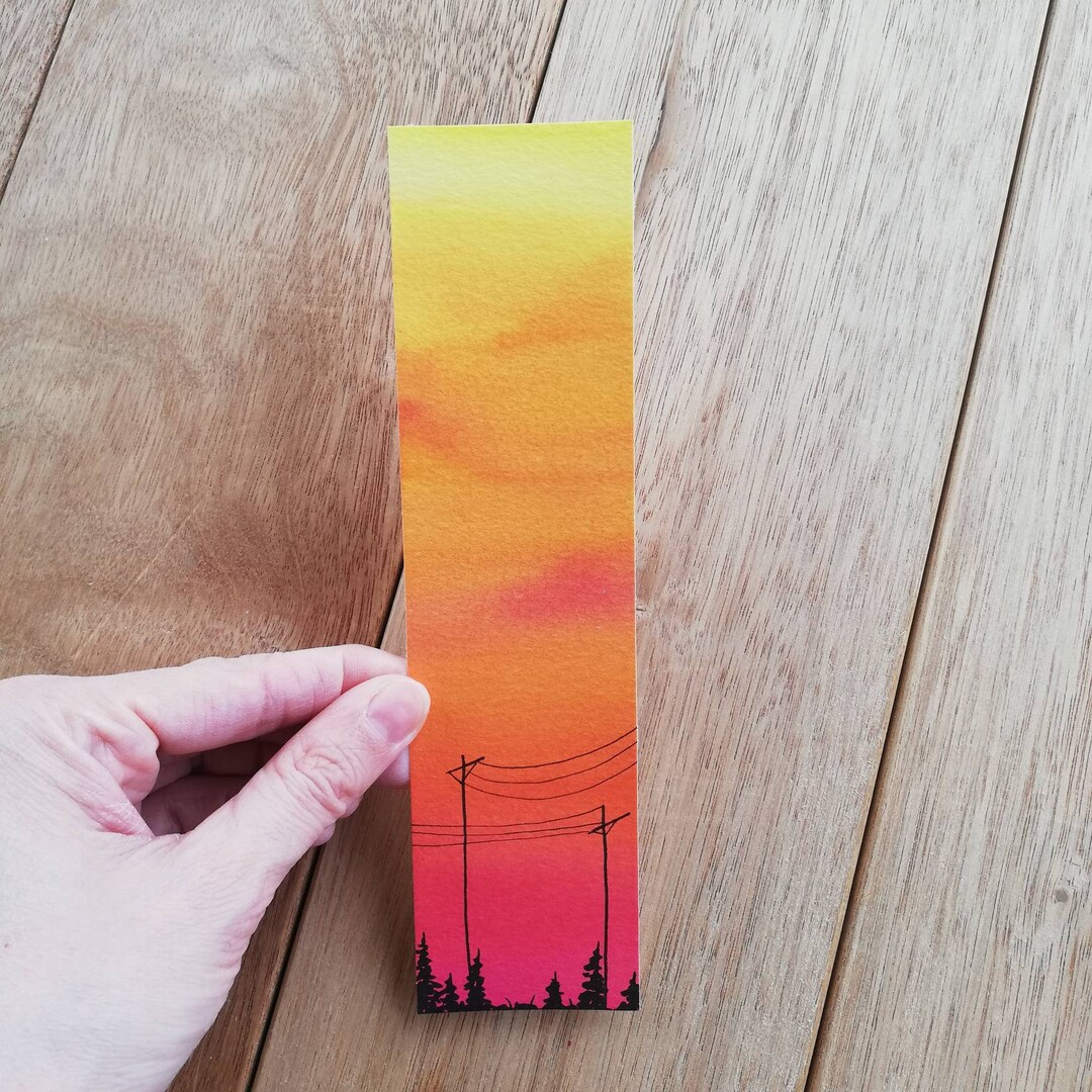 Watercolor Bookmark Original Watercolor Painting Sunset Etsy