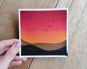 癒しの水彩画1077 sunset 癒しの水彩画1077 sunset