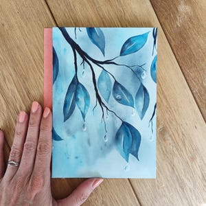 Leaves watercolor painting, original watercolor art, aquarel, botanical art, abstract leaves, botanical illustration, watercolor raindrops