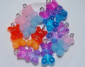 Glittery Gummy Bear Charms with Hook