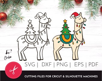 Christmas Llama Svg Etsy