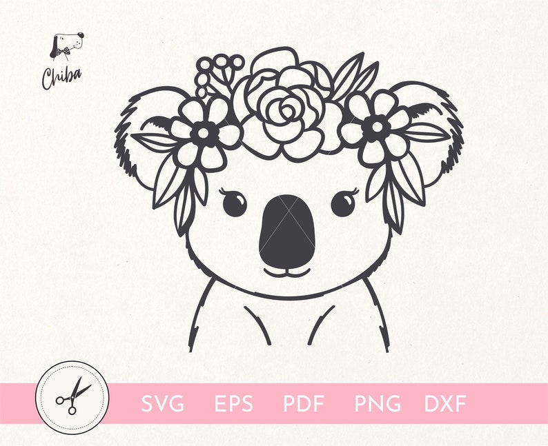 Download Koala Svg File Koala With Flower Crown Svg Koala Cut File Etsy