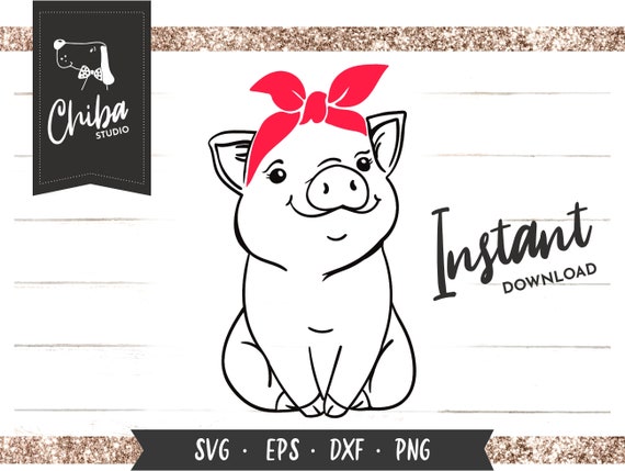 Download Pig Svg Pig With Bandana Svg Little Pig Svg For Girl Baby Etsy