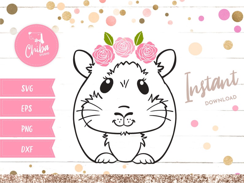 Download Pig svg Guinea Pig with Flower crown svg Pig face svg Cute ...