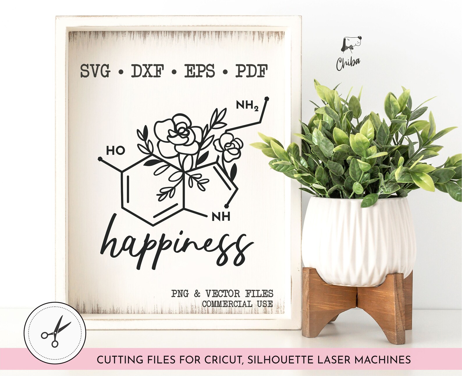 Happiness Svg Serotonin Formula With Flowers Svg Serotonin Etsy