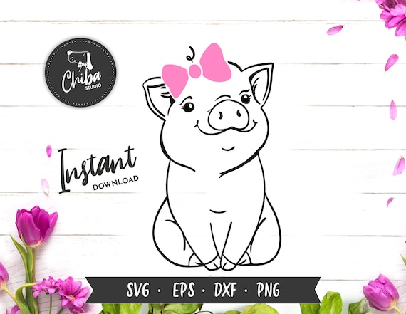 Download Pig Svg Cute Pig Svg Pig Face Svg Pink Bow Svg Baby Pig Etsy