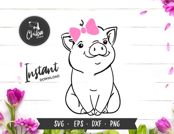 Download Pig Svg Cute Pig Svg Pig Face Svg Pink Bow Svg Baby Pig Etsy