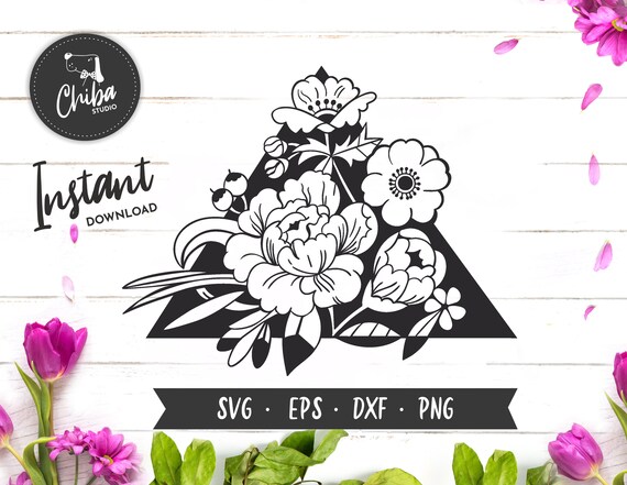 Download Beautiful Triangle Svg Floral Triangle Svg Flower Border Svg Etsy