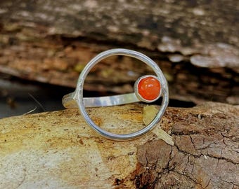 Handmade Sterling Silver Gemstone Circle Ring – Minimalist Modern Jewelry