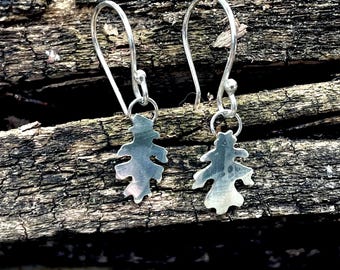 Handmade Sterling Silver Oak Leaf Earrings – Nature-Inspired Botanical Jewelry