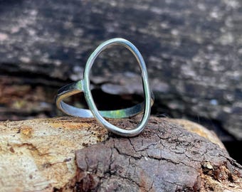 Handmade Sterling Silver Oval Ring | Minimalist Half-Round Band | Elegant Artisan Jewelry