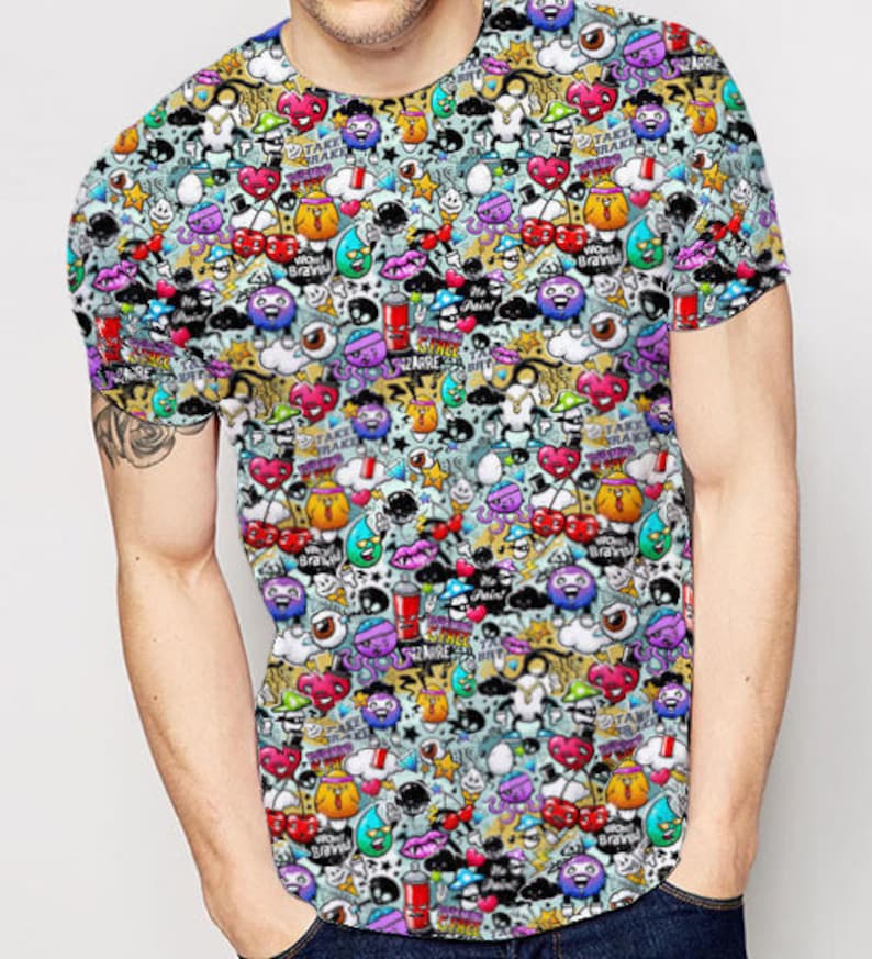 Graffiti Nation Print Fabric by the Yard with Material of Your Choice cotton included!