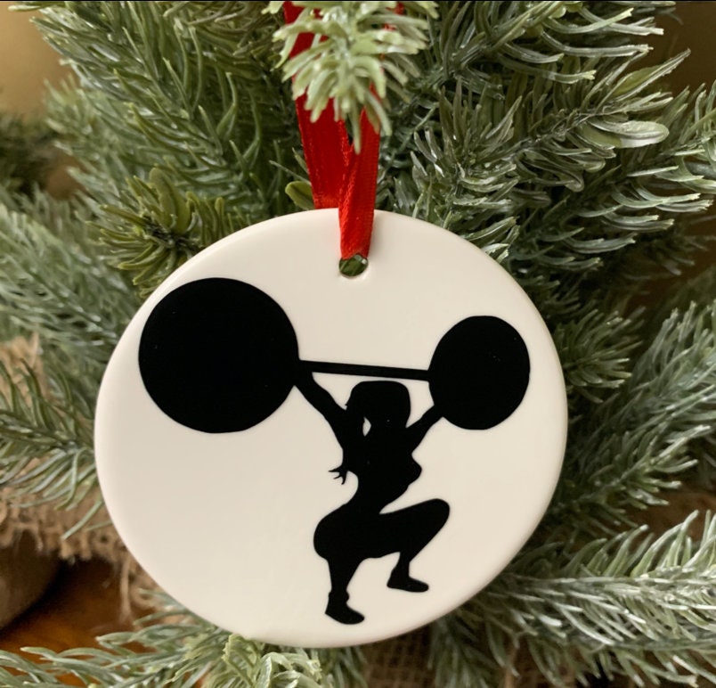 Female Weightlifting Ornament Etsy