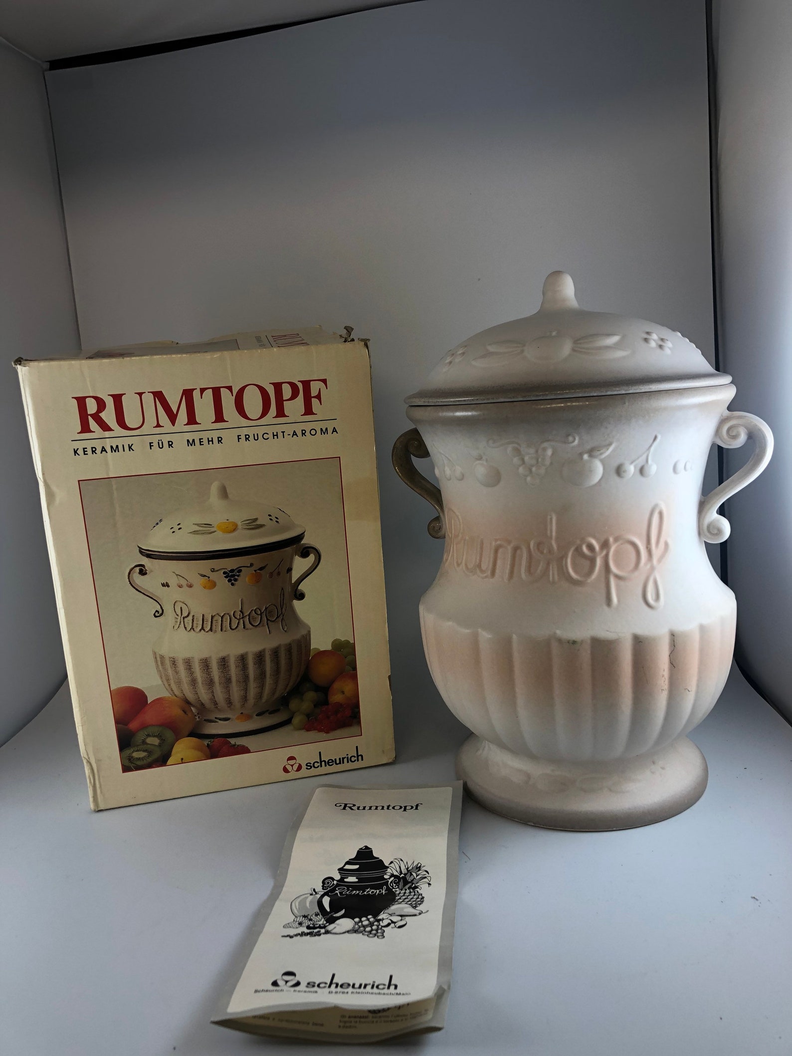 Vintage Rumtopf by Scheurich Keramic #866-32 with Lid. Made in West Germany. Unused c1960’s
