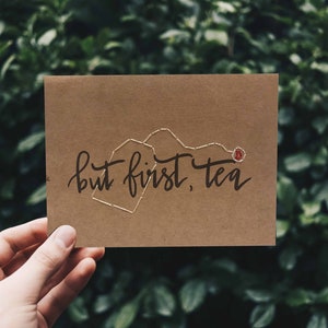 Mais first tea birthday stitched handmade card