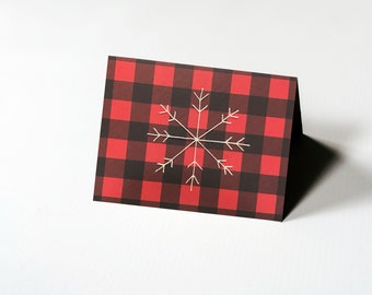 Buffalo Plaid Snowflake Handmade Christmas Card Set