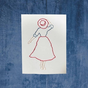 Illustration de mode patriotique Handmade Carte de note brodée de papeterie