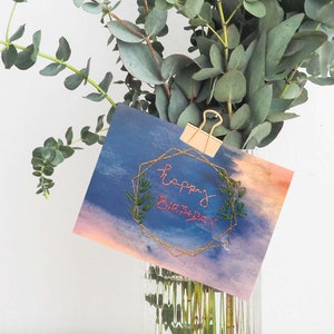 Aquarell Geo Frame alles Gute zum Geburtstag Karte leere Briefpapier